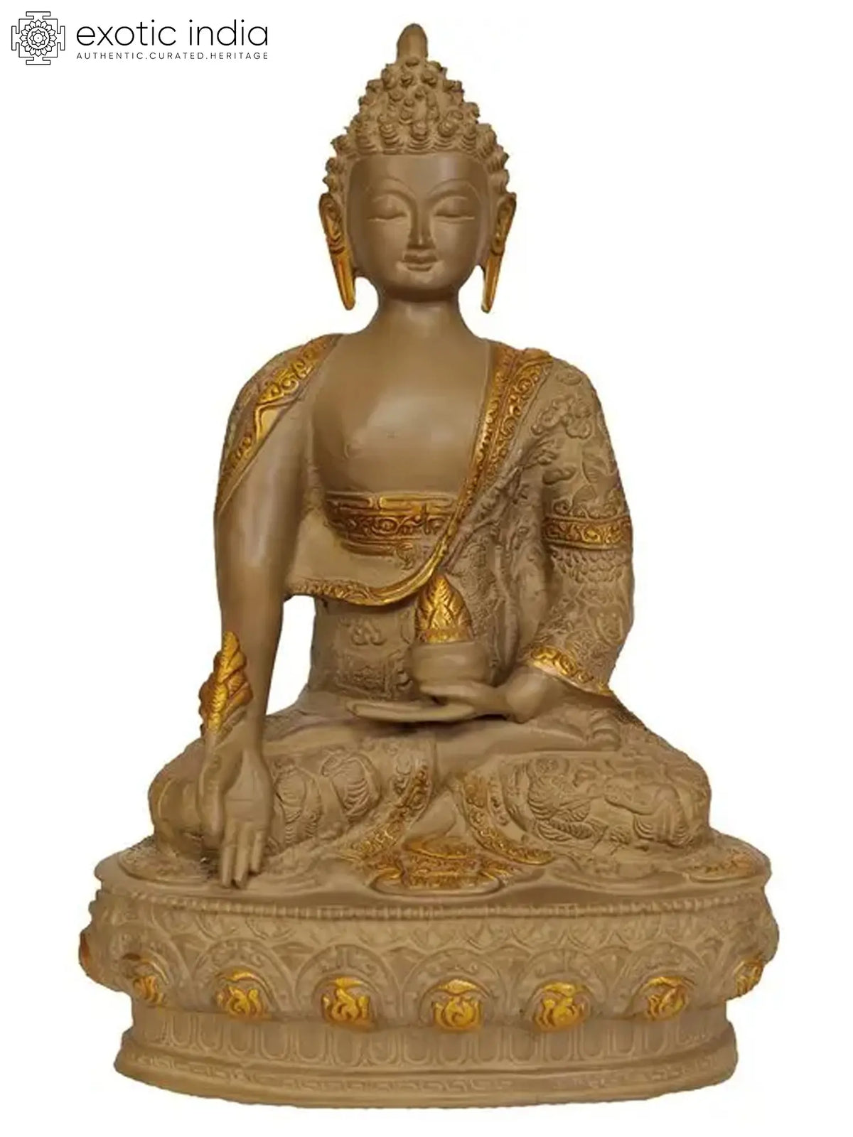13" Tibetan Buddhist Deity Medicine Buddha In Brass | Handmade | Made In India