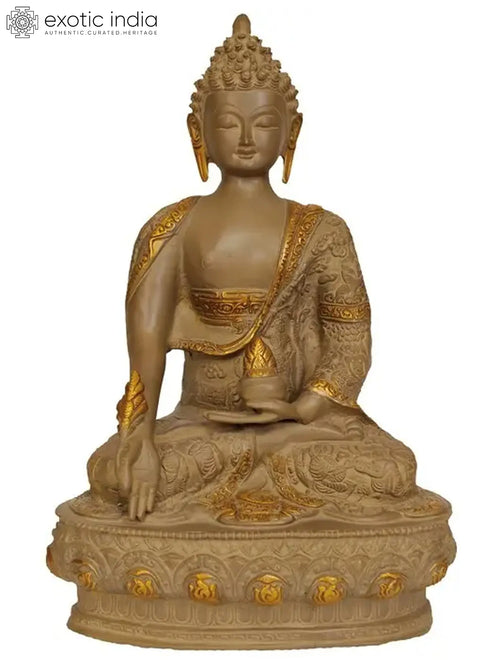 13" Handmade Brass Medicine Buddha Tibetan Buddhist Deity Statue