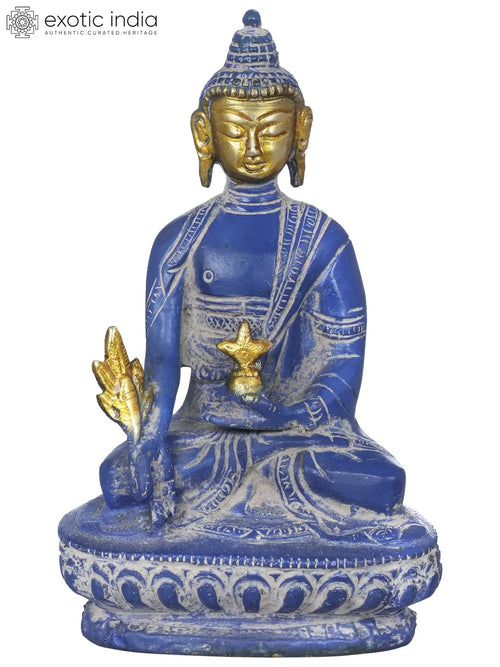 5" Handmade Myrobalan Buddha Brass Statue