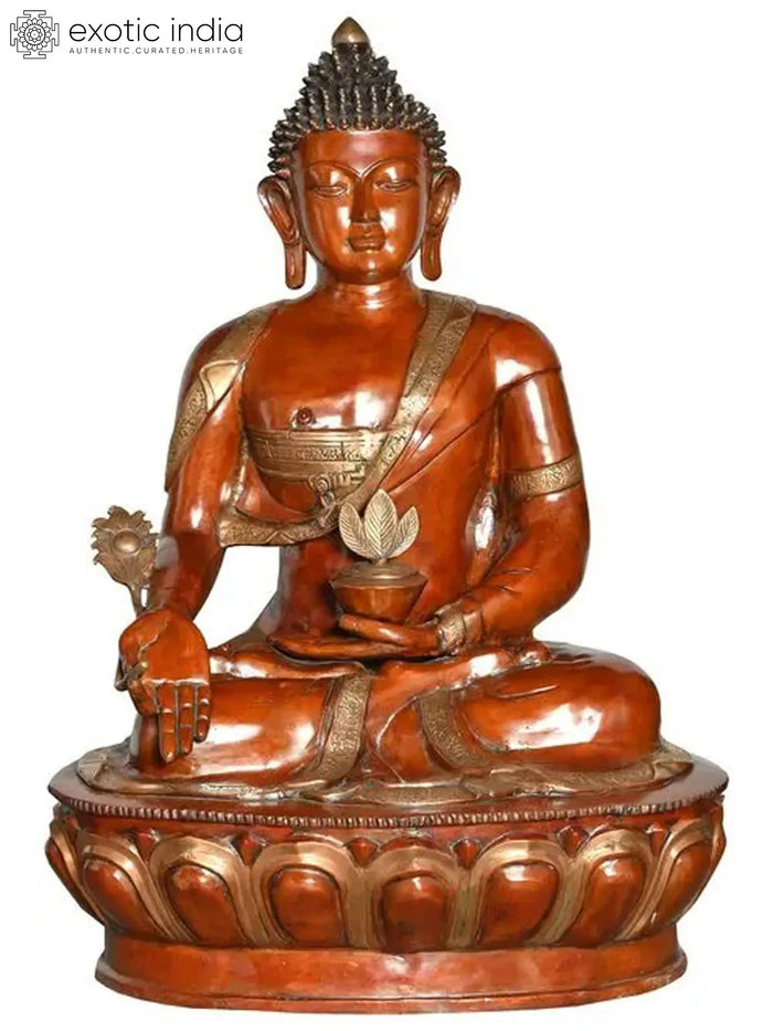 45" Large Size Tibetan Buddhist Medicine Buddha Brass Statue | Handmade | Made in India