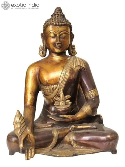11" Medicine Buddha Handmade Brass Statue