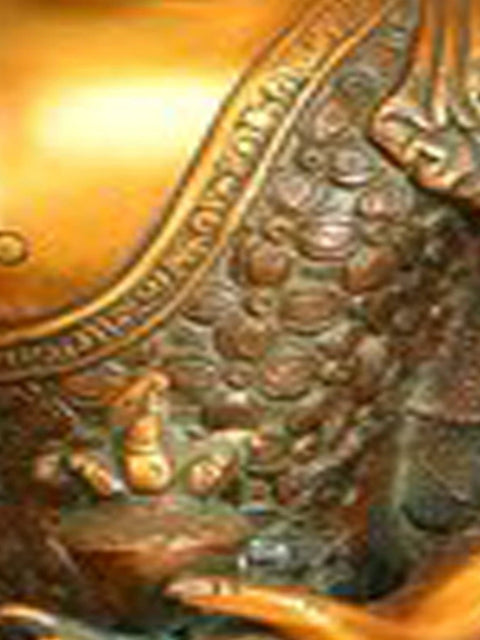 13" Medicine Buddha Idol Robe Decorated with Vishwa Vajra | Handmade Brass Statue