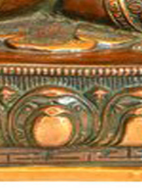 13" Medicine Buddha Idol Robe Decorated with Vishwa Vajra | Handmade Brass Statue