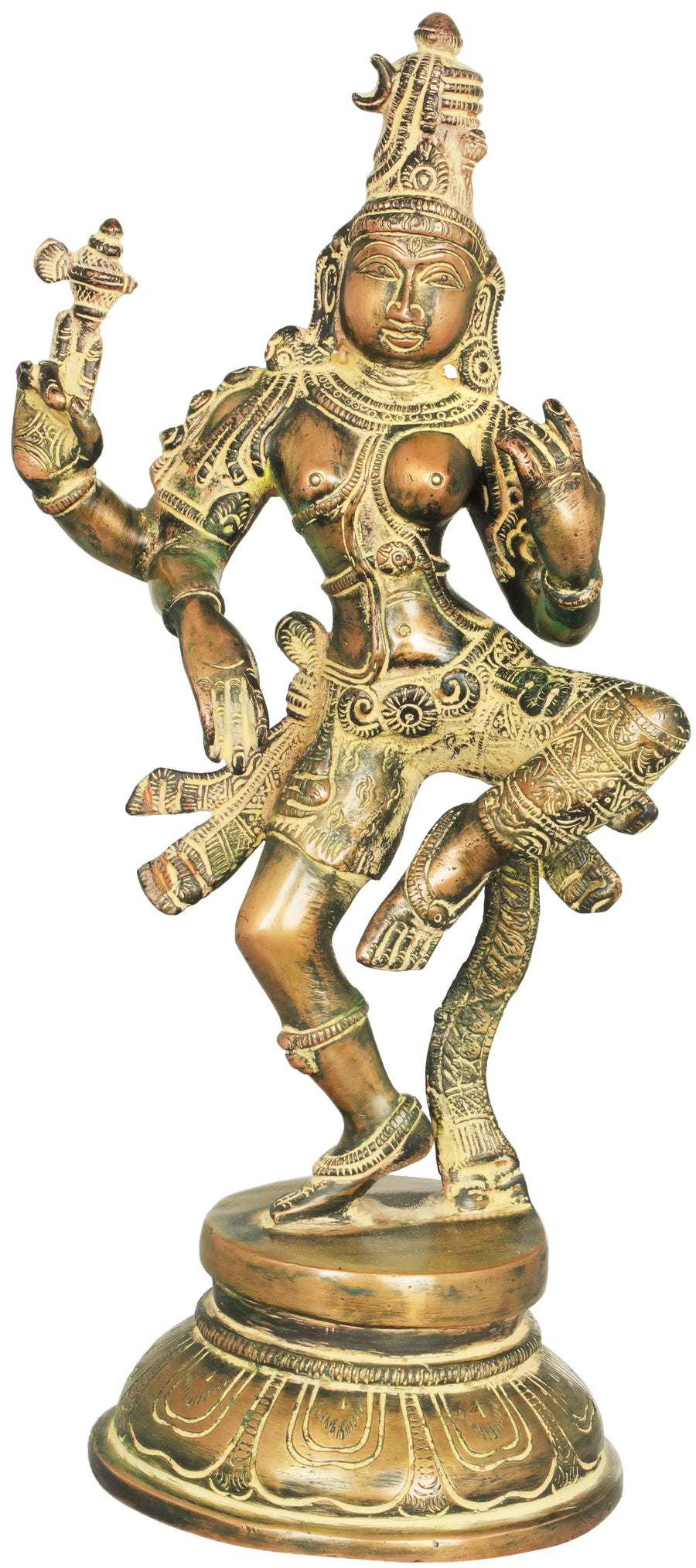 12" Dancing Ardhanarishvara Brass Sculpture Handmade