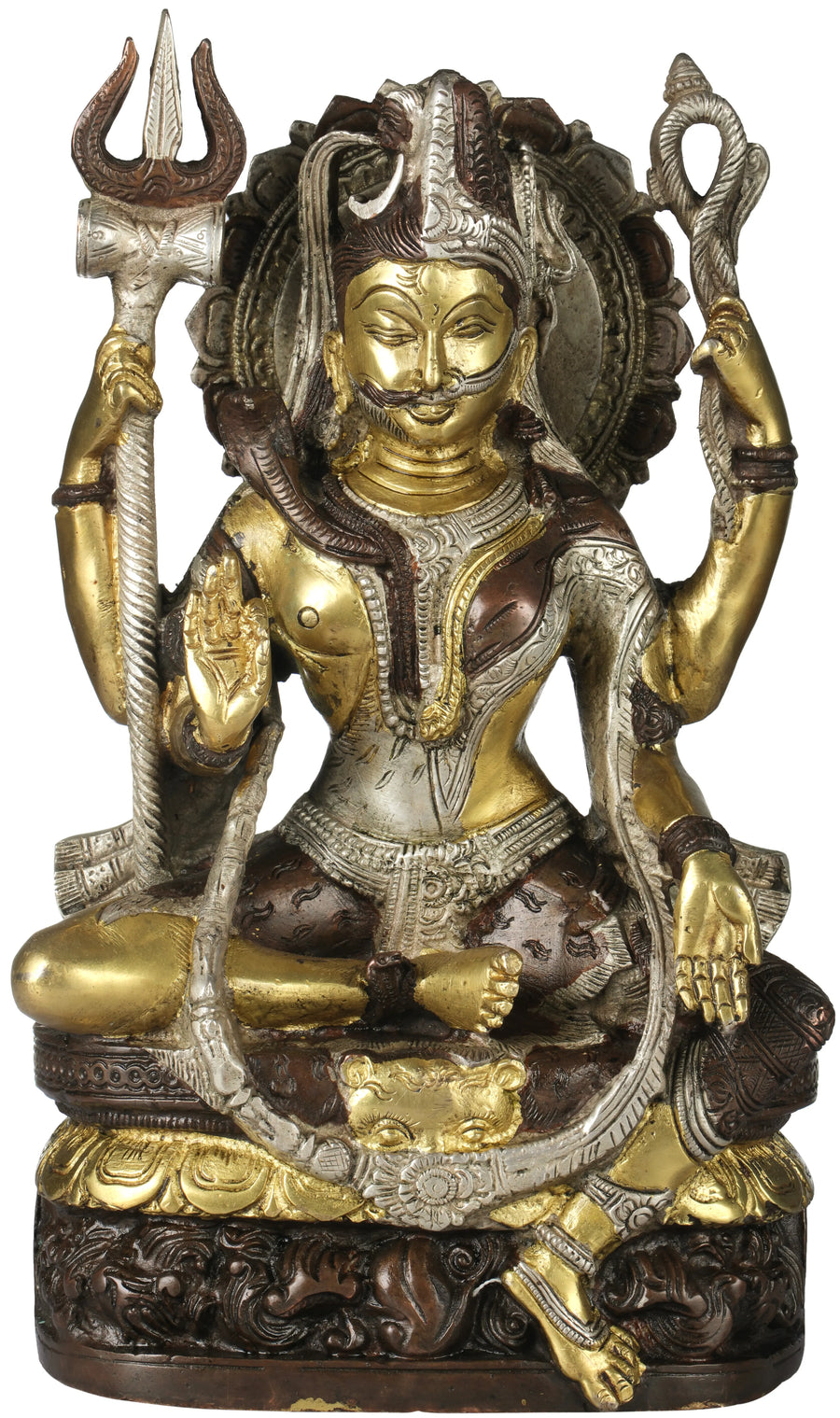 9" Ardhanarishvara Shiva Parvati Brass Statue Handmade
