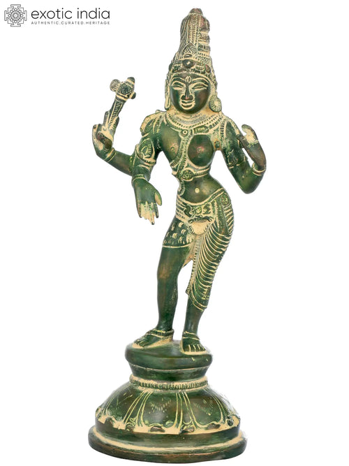8" Ardhanarishvara Brass Statue - Shiva Shakti Union Idol