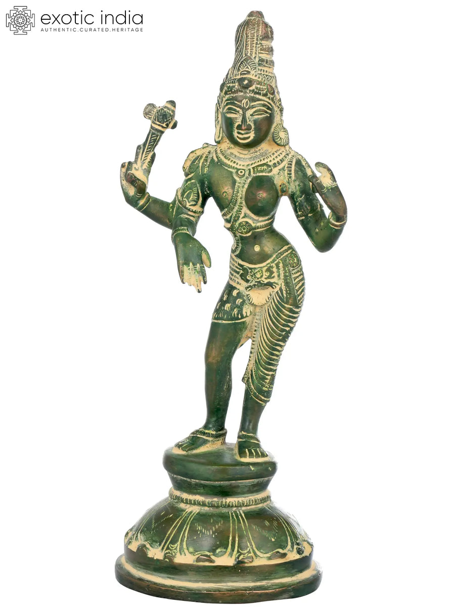 8" Ardhanarishvara Brass Statue - Shiva Shakti Union Idol