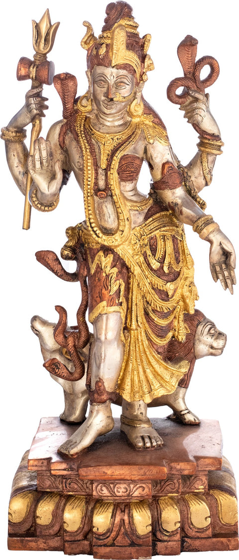 17" Ardhanarishvara Brass Statue | Handcrafted Indian Art | Spiritual Home Decor