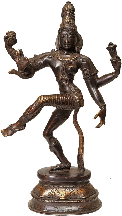 15" Dancing Ardhanarishvara Brass Sculpture | Handmade | Made in India