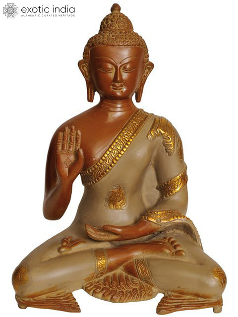 11" Blessing Buddha In Brass | Handmade | Made In India