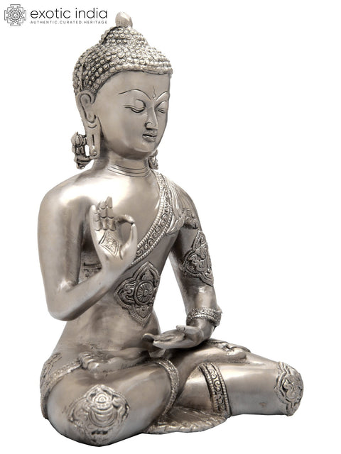 11" Lord Buddha Preaching His Dharma In Brass | Handmade | Made In India