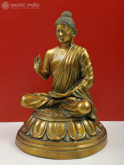 22" The Preaching Buddha Brass Statue – Sacred Serenity & Wisdom | Handmade in India