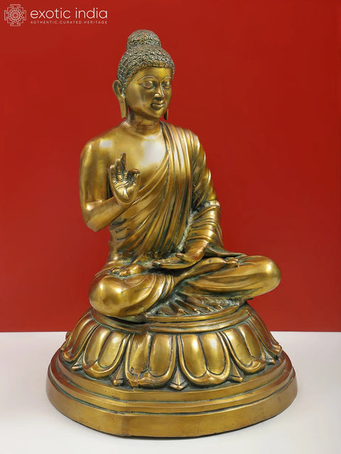 22" The Preaching Buddha Brass Statue – Sacred Serenity & Wisdom | Handmade in India