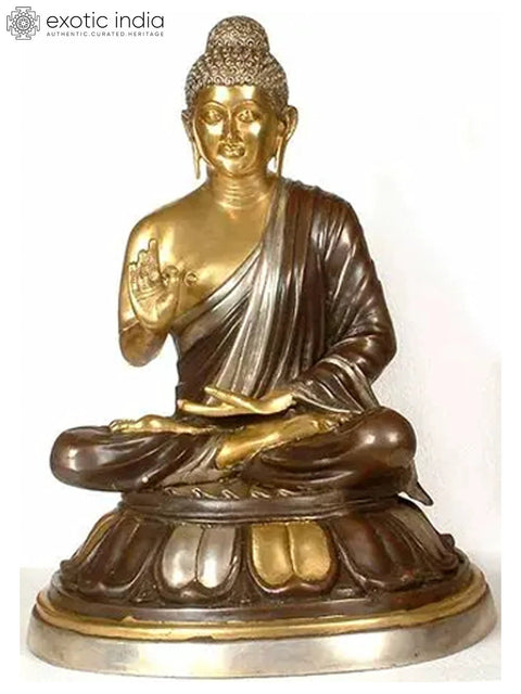 22" The Preaching Buddha Brass Statue Ð Sacred Serenity & Wisdom | Handmade in India