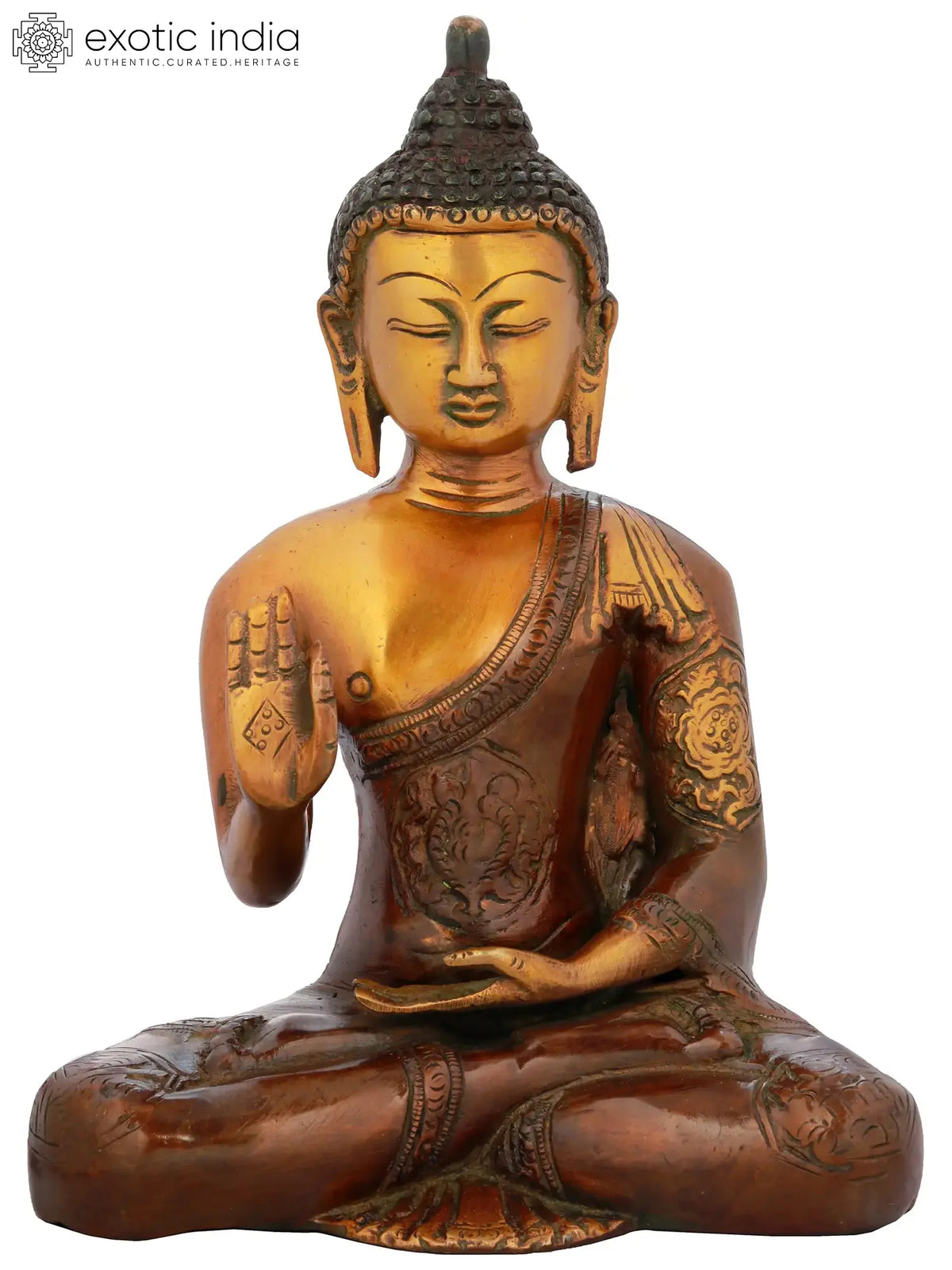 7" Tibetan Buddhist Deity Preaching Buddha In Brass | Handmade | Made In India