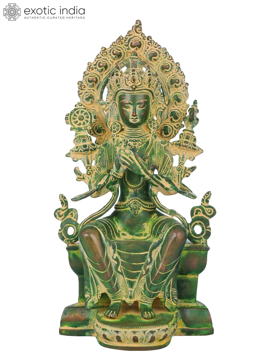 11" Maitreya Buddha Brass Sculpture for Home Decor