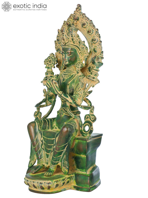 11" Maitreya Buddha Brass Sculpture – Tibetan Buddhist Future Buddha | Handmade in India