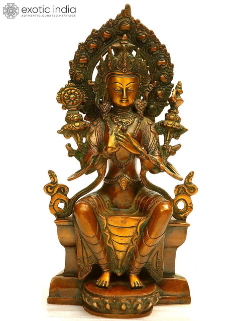 11" Maitreya Buddha Brass Sculpture Ð Tibetan Buddhist Future Buddha | Handmade in India
