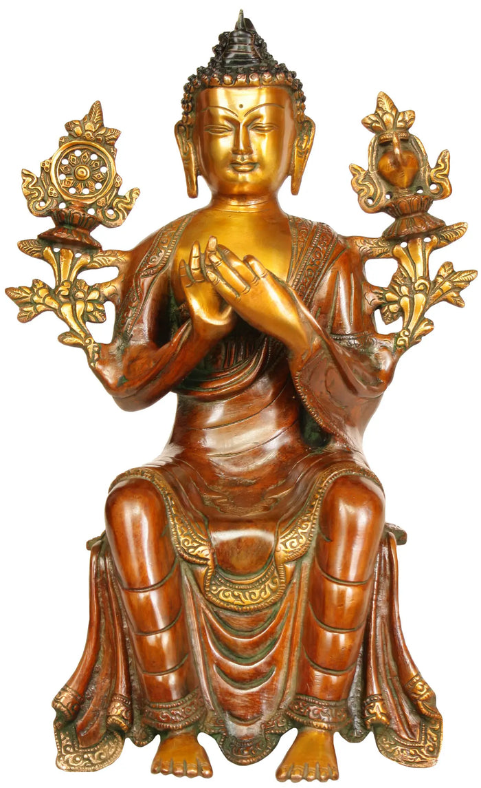 14" The Future Buddha Maitreya (Without Base) In Brass | Handmade | Made In India