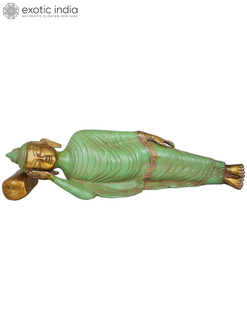 14" Buddha Final Nirvana Handmade Brass Statue