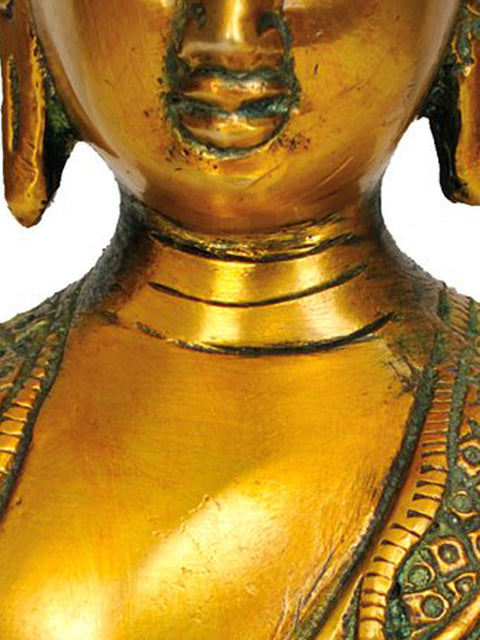7" Buddha, Generous With Blessings In Brass | Handmade | Made In India