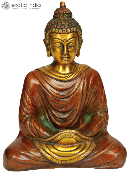 7" Meditating Buddha Brass Statue Handmade