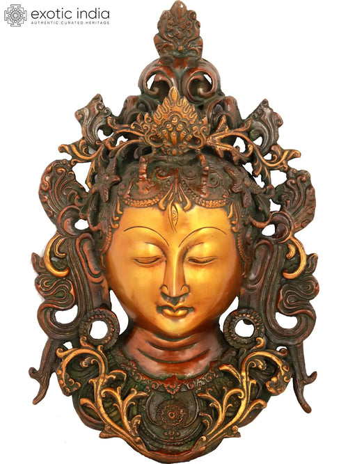12" Tibetan Buddhist Tara Mask Brass Wall Hanging Handmade
