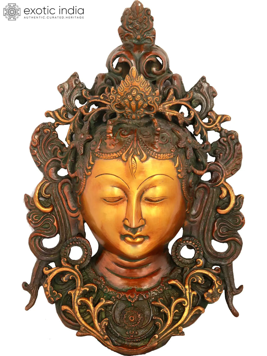 12" Tibetan Buddhist Tara Mask Brass Wall Hanging Handmade