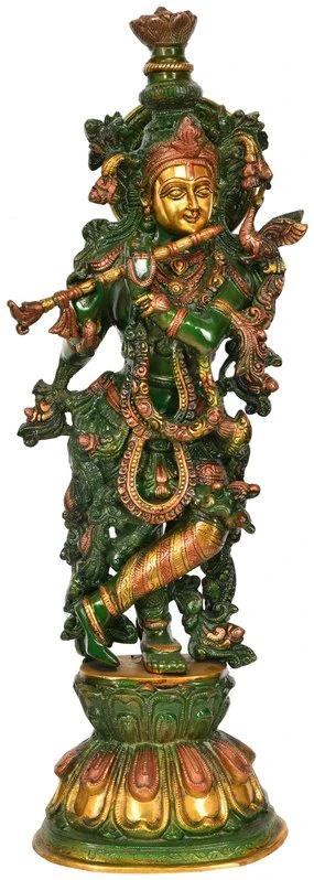 24" Murli Krishna In Brass | Handmade | Made In India