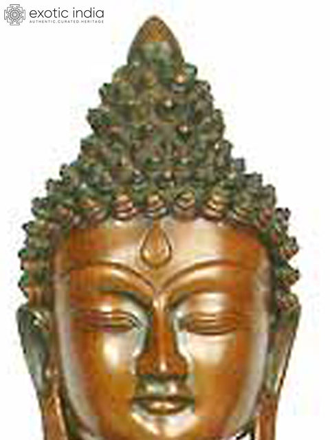 21" Buddha Steeped In Meditation Upon A Blooming Lotus In Brass | Handmade | Made In India