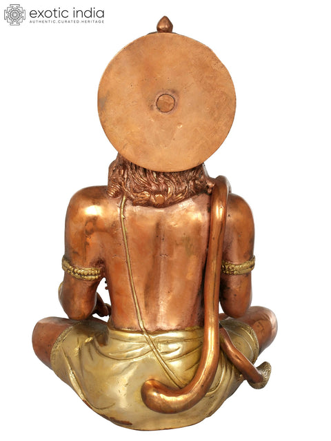 11" Brass Seated Hanuman Idol Blessing His Devotees | Handmade | Made in India