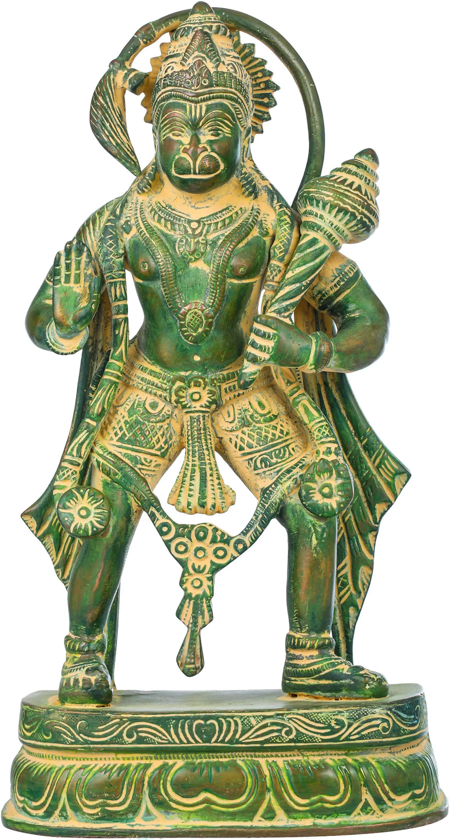 11" Hanuman Brass Statue - Divine Strength Handmade Idol