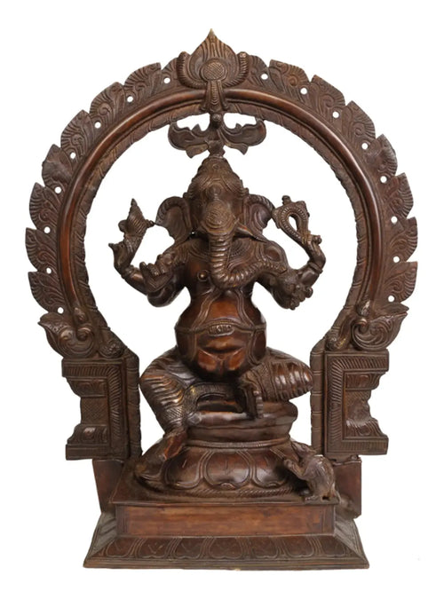 18" Four-Armed Ekadanta Ganesha Brass Idol for Pooja