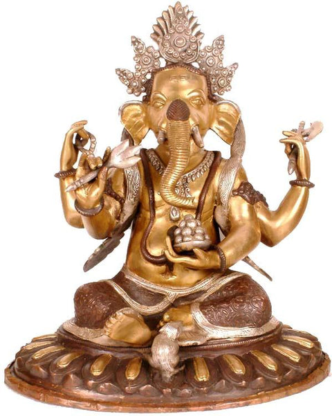 16" Lord Ganesha Brass Statue Ð Unique Nepalese Art | Handmade in India