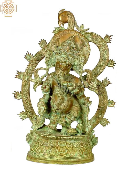 20" Ganesha with Om Brass Statue Handmade