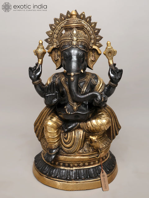 36" Large Size Ganesha Brass Statue | Handmade | Made In India