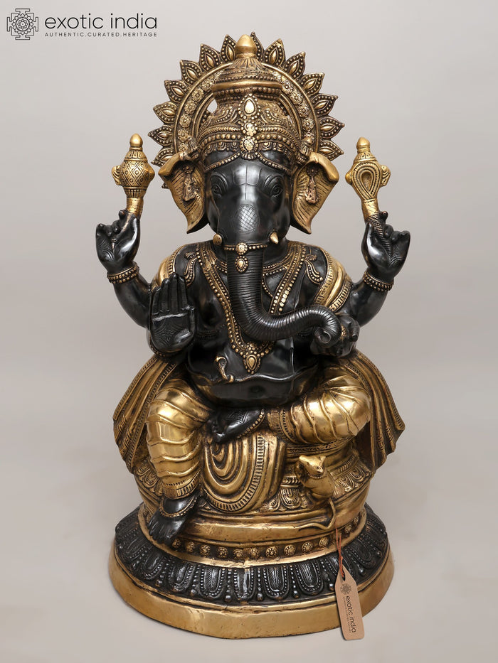 36" Large Size Ganesha Brass Statue | Handmade | Made In India