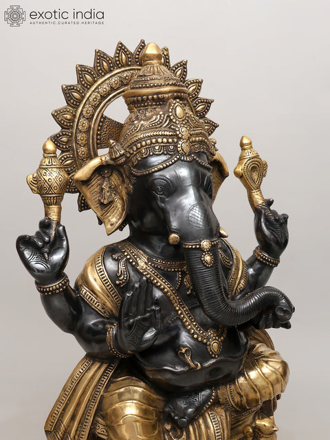 36" Large Size Ganesha Brass Statue | Handmade | Made In India