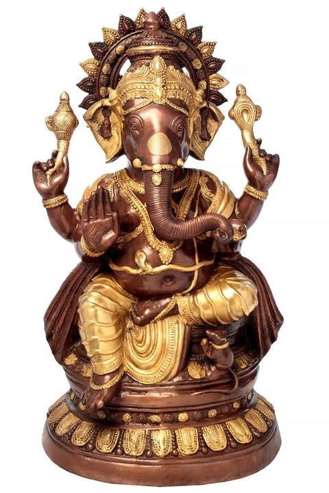 36" Large Size Ganesha Brass Statue | Handmade | Made In India