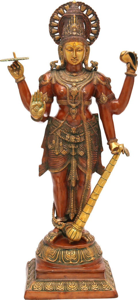 42" Bhagawan Vishnu Brass Statue | Handmade in India