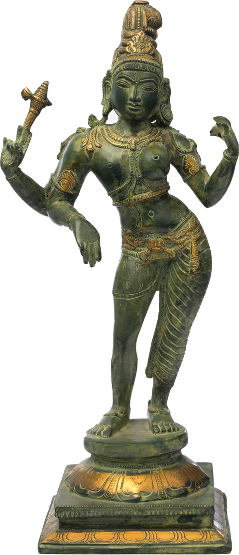 15" Ardhanarishvara Brass Statue | Handcrafted Indian Art | Spiritual Home Decor