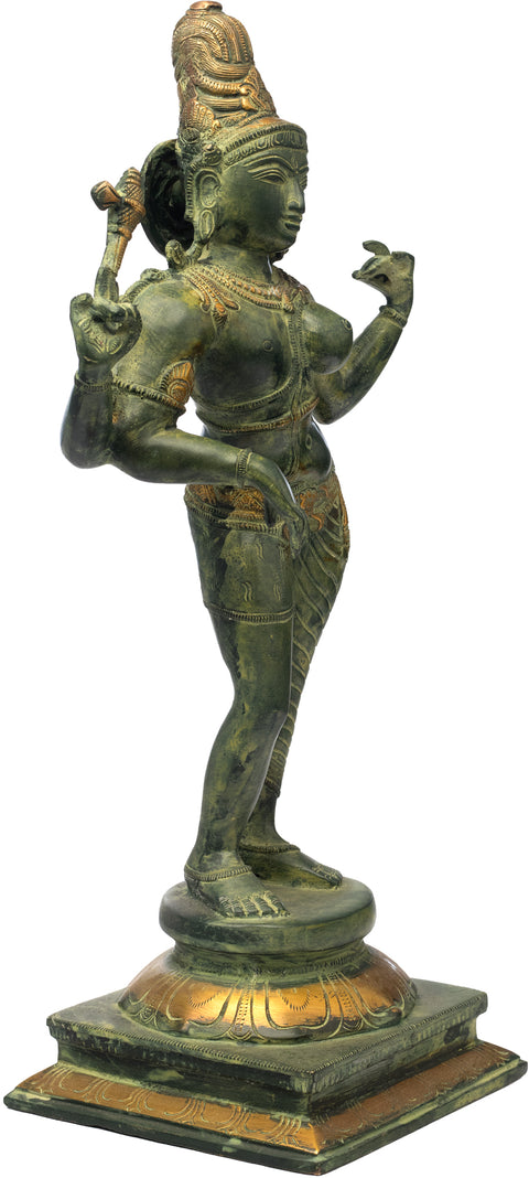 15" Ardhanarishvara Brass Statue | Handcrafted Indian Art | Spiritual Home Decor