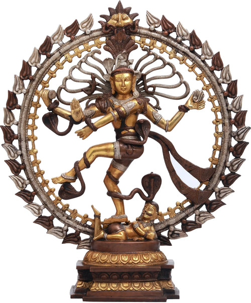 24" Nataraja Handmade Brass Statue with Silver Finish