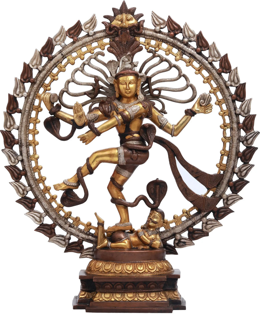 24" Nataraja Handmade Brass Statue with Silver Finish