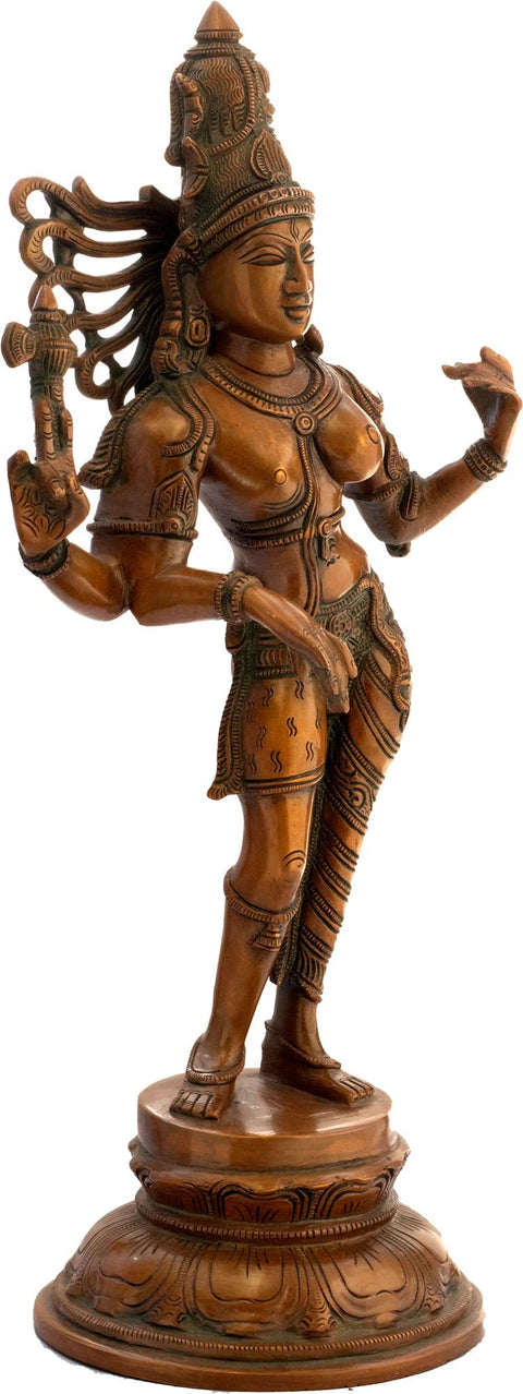 16" Ardhanarishvara: The Confluence Of Shiva-Shakti In Brass | Handmade | Made In India