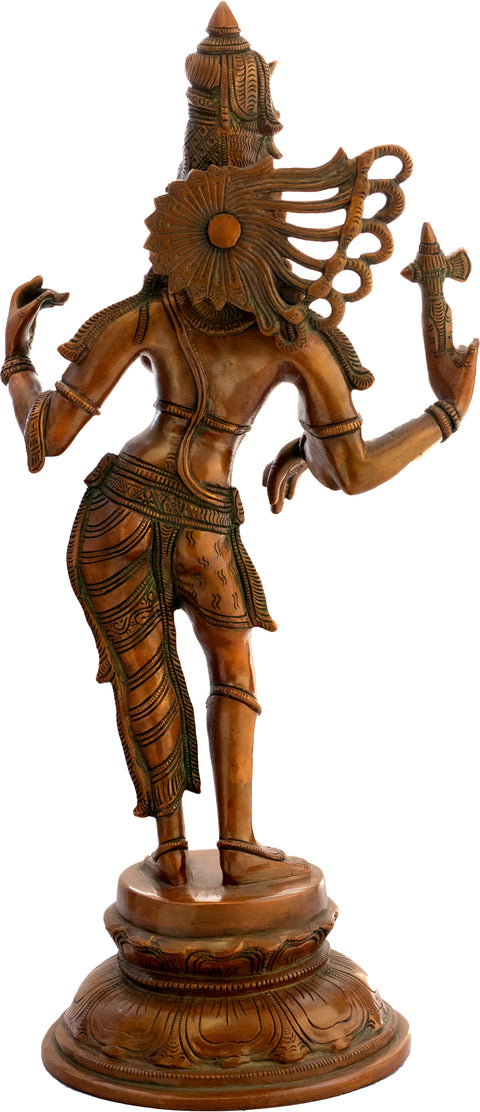 16" Ardhanarishvara: The Confluence Of Shiva-Shakti In Brass | Handmade | Made In India