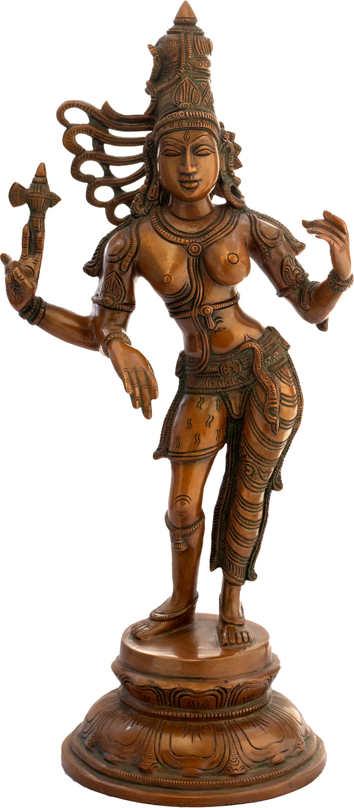 16" Ardhanarishvara Brass Statue - Shiva Shakti Handmade Idol