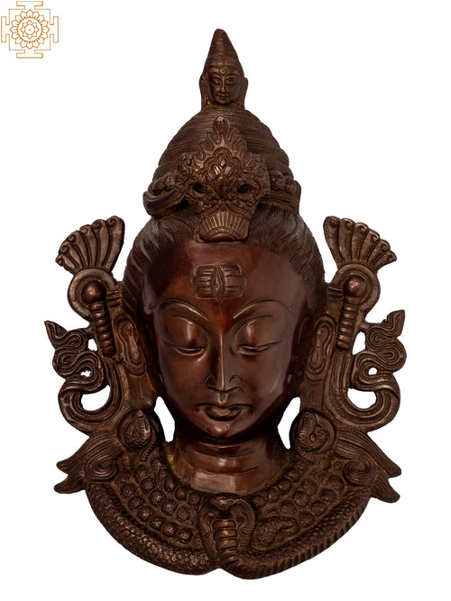 10" Lord Shiva Brass Wall Hanging Mask Handmade