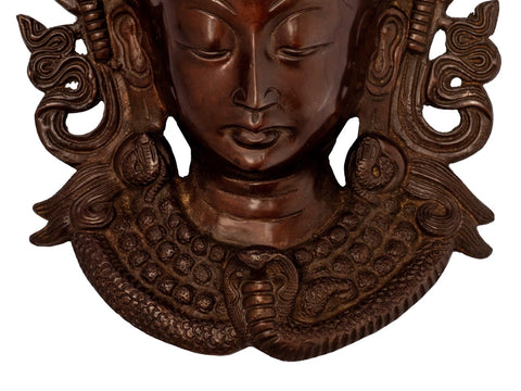 10" Lord Shiva Wall Hanging Mask in Brass | Handmade | Made in India