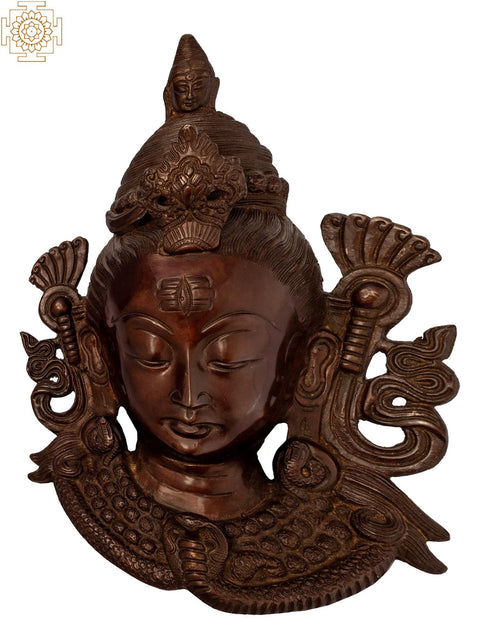 10" Lord Shiva Wall Hanging Mask in Brass | Handmade | Made in India